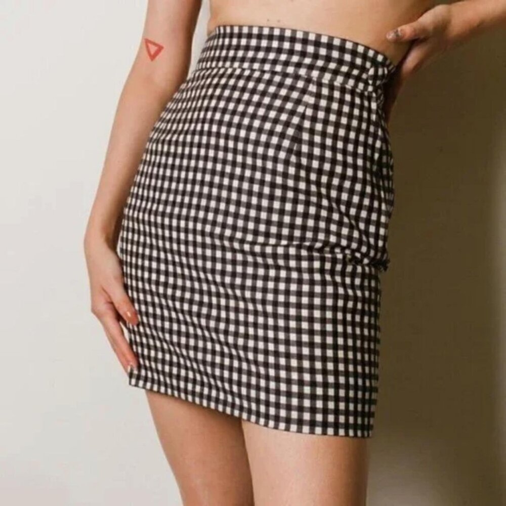 Vintage Moschino Cheap and Chic Virgin Wool Gingham Mini Skirt